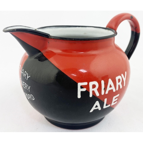 4 - GUILDFORD FRIARY ALE ENAMELLED PUB JUG. 3.7ins tall. Stylish white lettering on red & black ground. ... 