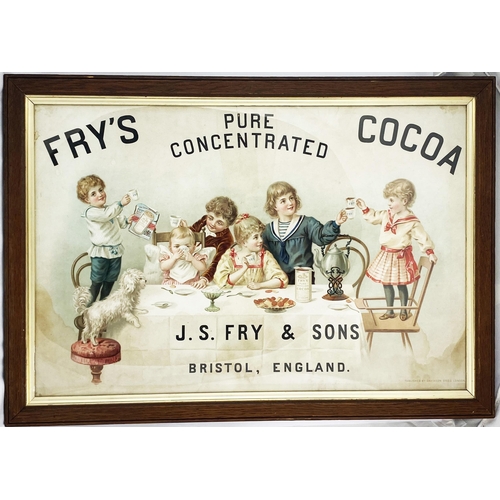 28 - FRYS COCOA SHOWCARD. 29.5 x 21ins framed. An especially impressive early Frys piece depicting, in gr... 