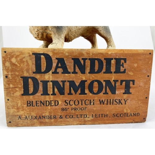 30 - DANDY DINMONT ADVERTISING FIGURE. 9.9ins tall. Composite dog model atop a wooden plinth with adverti... 