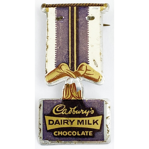 45 - CADBURYS DAIRY MILK CHOCOLATE TIN MEDAL LIKE BADGE. 1 x 2ins. Minor edge rust & surface scratches. Q... 