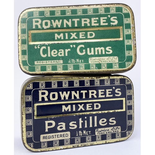 48 - ROWNTREES MIXED GUMS/ PASTILLES TIN DUO. Largest 4 x 2.25ins. Different coloured fronts, same style.... 