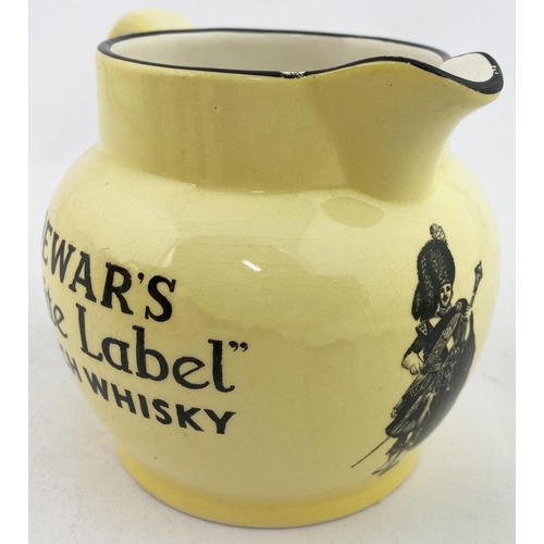 54 - DEWARS WHITE LABEL WHISKY PUB JUG. 4ins tall. Transfer both sides with fully kitted highlander below... 