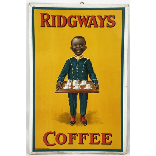 71 - RIDGEWAYS COFFEE SHOWCARD. 19.5 x 12.8ins. A very striking shiny surfaced showcard by the British Pr... 