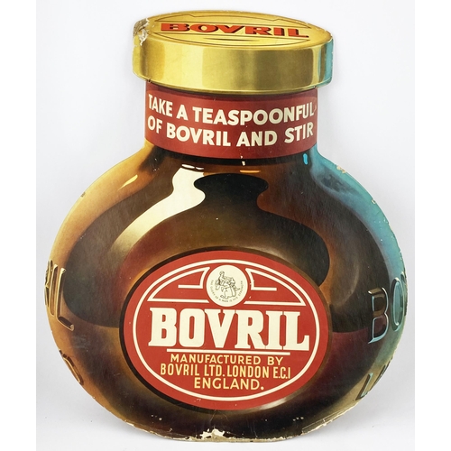 74 - BOVRIL CUT OUT SHOWCARD. 22.7 x 19.3ins. Naturalistically coloured giant labelled Bovril bottle. Som... 