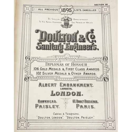 77 - DOULTON SANITARY APPLIANCES 1895 TRADE CATALOGUE. 9 x 11.2ins. Hard back profusely illustrated - an ... 