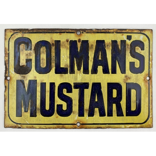 80 - COLMANS MUSTARD ENAMEL SIGN. 9 x 6ins. Another scarce small size sign with obvious flaws. Johnny Eat... 