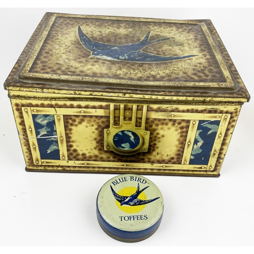 83 - BLUE BIRD TOFFEE TINS DUO. Largest 11.5 x 5.5 x 3.7ins. Rectangular inside lid carries 4D per tin ta... 