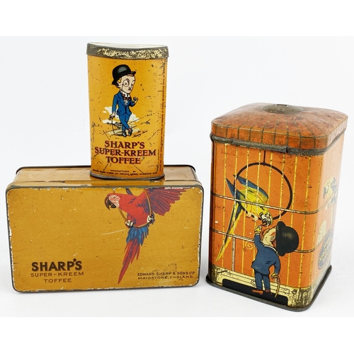 85 - SHARPS SUPER KREEM TINS GROUP. Largest shop counter display/ dispenser 13ins tall. Familiar monavcle... 