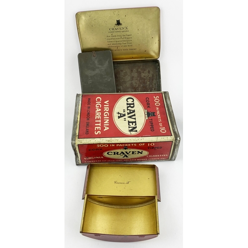 86 - CRAVEN A TINS TRIO. Tallest 9.5ins held 500 inpackets of ten, smallest doubles up as a blotter. Ex J... 