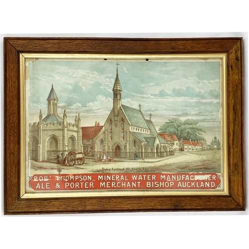 102 - BISHOP AUKLAND ROBT THOMPSON FRAMED BREWERY SHOWCARD. 13.3 x 18.2ins frame size (shown here minus fr... 