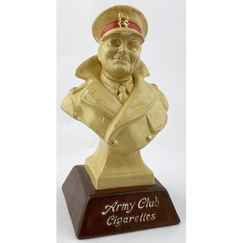 117 - ARMY CLUB CIGARETTES ADVERTISING STATUETTE. 11.5ins tall. Period uniformed army gent on lettered bas... 