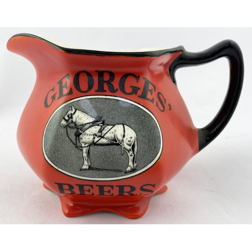 119 - GEORGES BEERS/ good. 8.5/10. NR. WYLDS CROWN SCOTCH. 4.2ins tall. Wonderful shapely jug with a splen... 