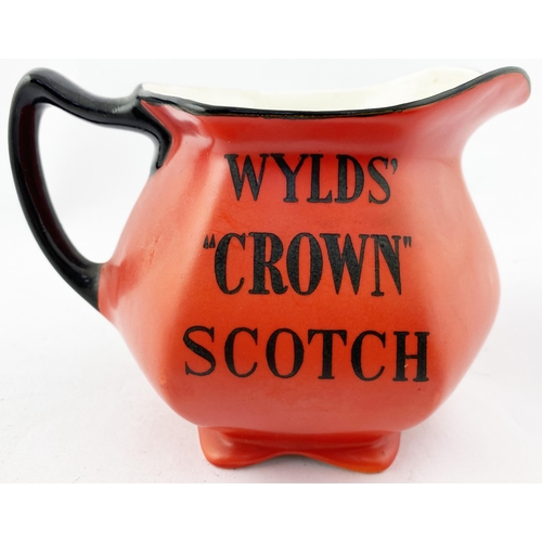 119 - GEORGES BEERS/ good. 8.5/10. NR. WYLDS CROWN SCOTCH. 4.2ins tall. Wonderful shapely jug with a splen... 