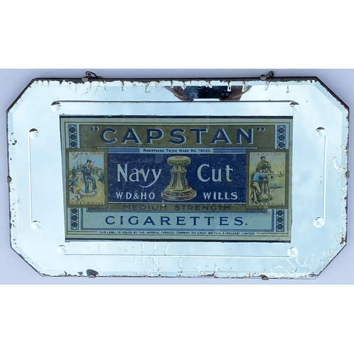 130 - W D & H O WILLS CAPSTAN NAVY CUT CIGARETTES MIRROR. 22 x 13.3ins. Rectangular, wooden backed mirror,... 