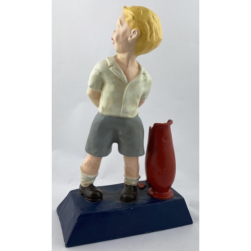 145 - DUROFIX ADVERTISING STATUETTE. 15.2ins tall. Plaster model of period dressed young boy declaring DAD... 