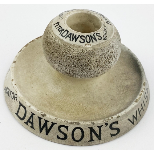 156 - DAWSONS WHISKY STRIKER/ MATCH HOLDER. 5.2ins diam well with central raised striking sphere. Letterin... 