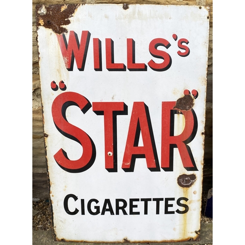 164 - WILLS STAR CIGARETTES ENAMEL SIGN. 36 x 24ins. Similar to previous but this with just three lines of... 