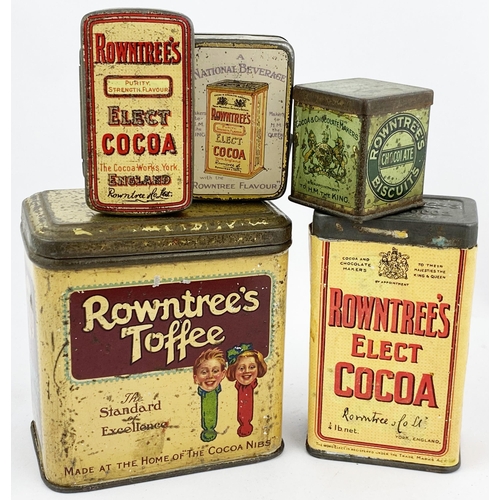 180 - ROWNTREES TINS GROUP. Largest 4 x 4ins. Inc. Toffee, Cocoa & biscuits,great double sided pictorial t... 