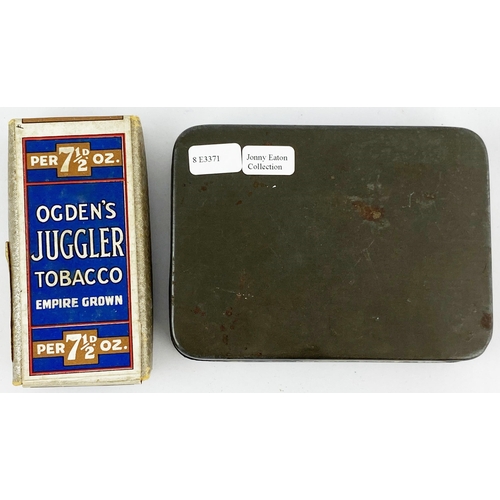 186 - OGDENS JUGGLER TIN & PACKET. Largest 4.25 x 3.25ins. Stricking union jack flags to four corners. Pac... 