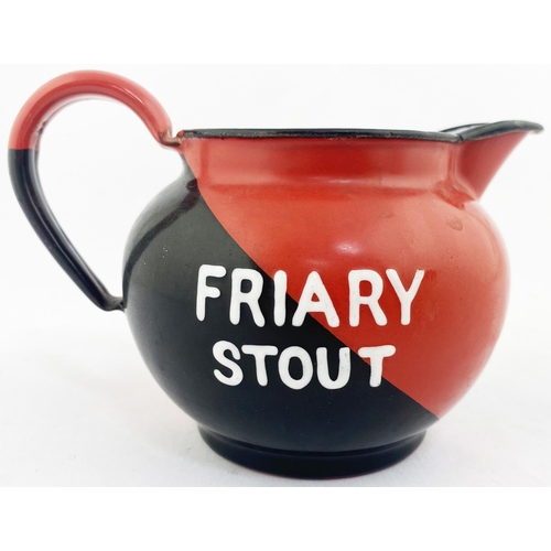 4 - GUILDFORD FRIARY ALE ENAMELLED PUB JUG. 3.7ins tall. Stylish white lettering on red & black ground. ... 