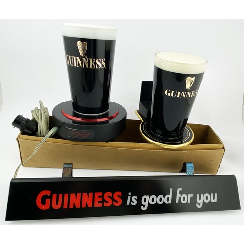 136 - GUINNESS BAR TOP PINT GLASS MOUNTS & ELECTRIC SHELF EDGE. Two Guinness bar top pint glass mounts plu... 