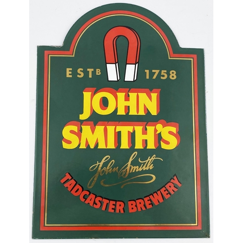 143 - JOHN SMITHS TADCASTER BREWERY ENAMEL SIGN. 12.3 x 9ins. Heavy pristine condition small size beer ena... 