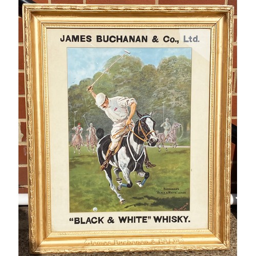 91 - BUCHANAN BLACK & WHITE WHISKY FRAMED SHOWCARD. 30.5 x 20.7ins. Multi coloured & very striking (sic) ... 