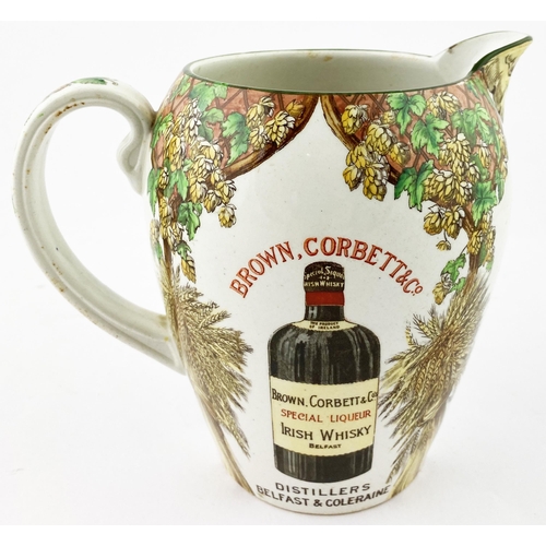 16 - BARNSLEY BREWERY CO ADVERTISING BEER JUG. 6.3ins tall. Regarded as amongst the very finest of UK cer... 