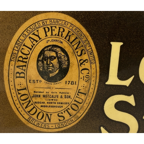 20 - NORTH EAST BARCLAY PERKINS FAMOUS LONDON STOUT SHOWCARD. 9.2 x 7.1ins. Shiny coated card ad with det... 