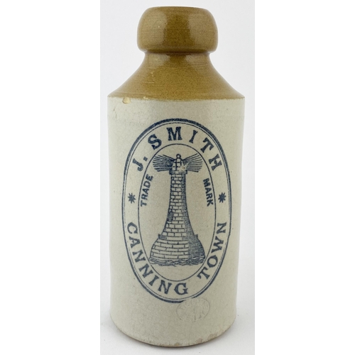 3 - J SMITH CANNING TOWN GINGER BEER BOTTLE. 6.6ins tall. Couple of very tiny shoulder nicks, otherwise ... 