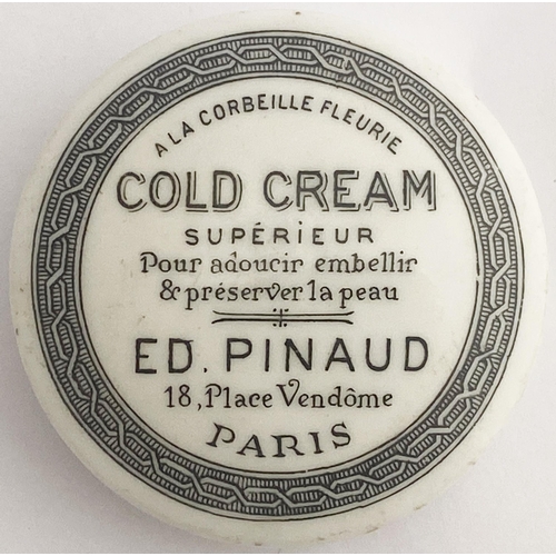 5 - ED PINAUD PARIS COLD CREAM POT LID. 2.6ins diam. Decorative thick outer border.Small underside base ... 