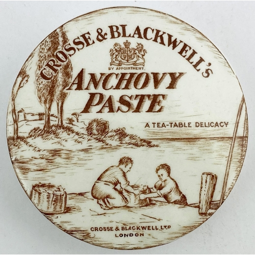 9 - CROSSE & BLACKWELL ANCHOVY PASTE POT LID. 3.25ins diam. Brown transfer CROSSE & BLACKWELLS/ ANCHOVY/... 