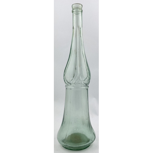 26 - WORLD OIL SALAD OIL BOTTLE. 11.6ins tall, aqua glass, c. 1850-60 period (second largest size of a ra... 