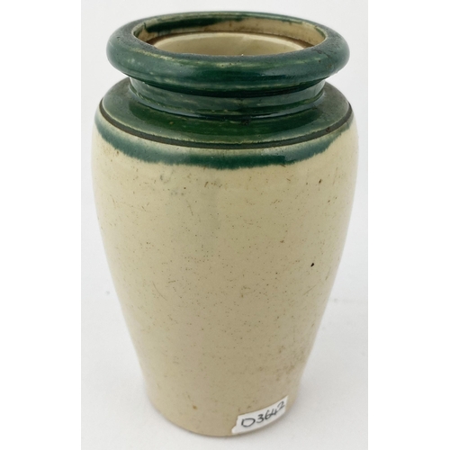 33 - BOLESWORTHS FRESH CREAM POT. 4ins tall. Dark green top, strong black transfer. FRESH CREAM/ BOLESWOR... 