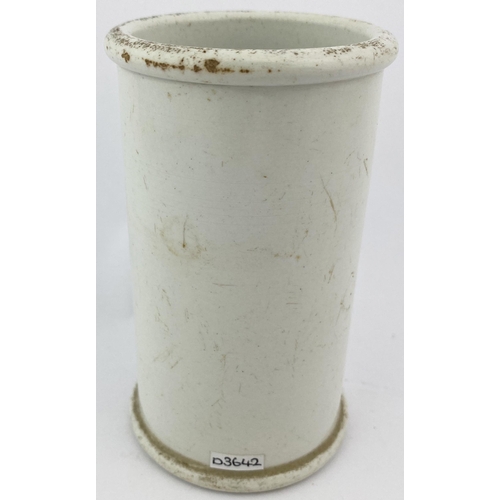 36 - LONDON CYLINDER CREAM POT. 4.75ins tall, heavy stoneware. Strong black transfer. PURE/ CLOTTED CREAM... 