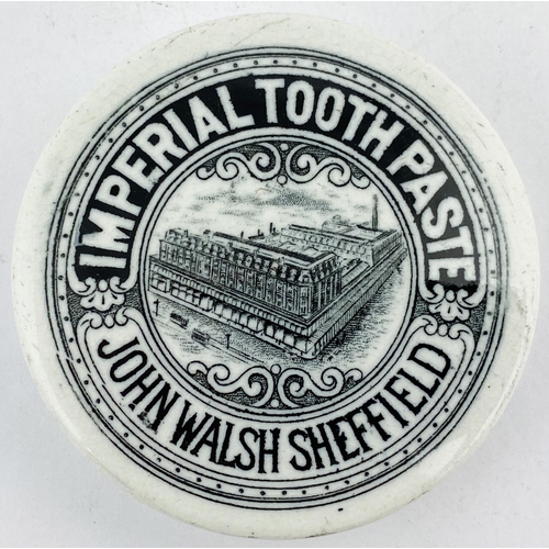 44 - SHEFFIELD IMPERIAL TOOTH PASTE POT LID. 2.75ins diam. Strong black transfer IMPERIAL TOOTH PASTE/ JO... 