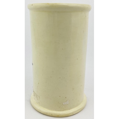 51 - HOVE CYLINDER CREAM POT. 4.5ins tall. RB rating 10. Black transfer CLOTTED CREAM/ HUNTERS ALDERNEY D... 