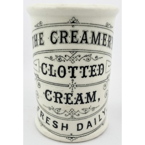 52 - CLOTTED CYLINDER CREAM. 3.5ins tall. RB rating 10. Black transfer THE CREAMERY/ CLOTTED/ CREAM/ FRES... 