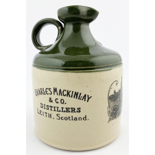 53 - LEITH WHISKY JUG. WG p119, B361. 5.75ins tall. Deep green top, black transfer, rear handle. CHARLES ... 