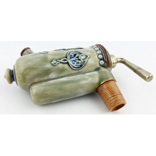 57 - DEWARS WHISKY DOULTON ARTWARE BARREL SPIGOT. 6 ins tall. Shiny stoneware spigot with well engineerd ... 