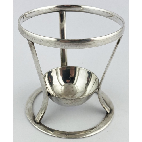 62 - SILVER PLATED HAMILTON STAND. 3.3ins tall. Three vertical curved supporting legs, joined with a circ... 