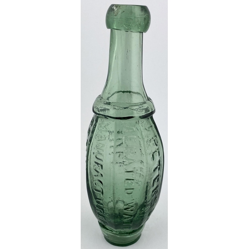 64 - HULL FLAT BOTTOMED HAMILTON. 8.75ins tall. Aqua glass. Embossed J. PETERS & CO/ AERATED WATER/ MANUF... 