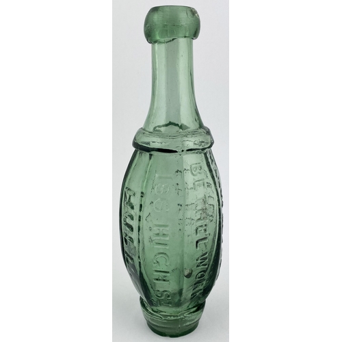 64 - HULL FLAT BOTTOMED HAMILTON. 8.75ins tall. Aqua glass. Embossed J. PETERS & CO/ AERATED WATER/ MANUF... 