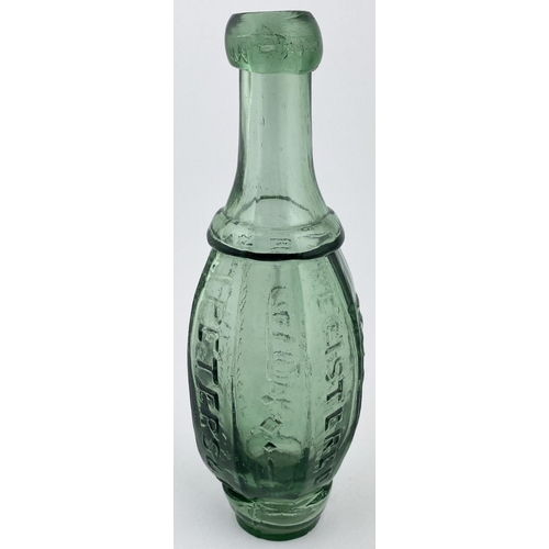 64 - HULL FLAT BOTTOMED HAMILTON. 8.75ins tall. Aqua glass. Embossed J. PETERS & CO/ AERATED WATER/ MANUF... 