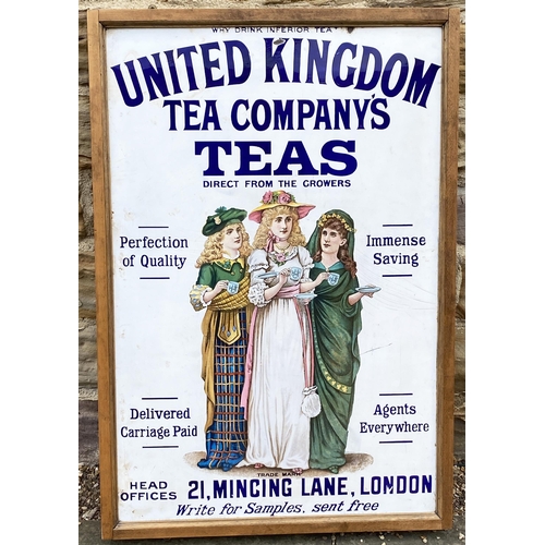 66 - UNITED TEA COMPANY ENAMEL SIGN. Wooden frame 25.7 x 37.7ins. A particularly extremely example of one... 