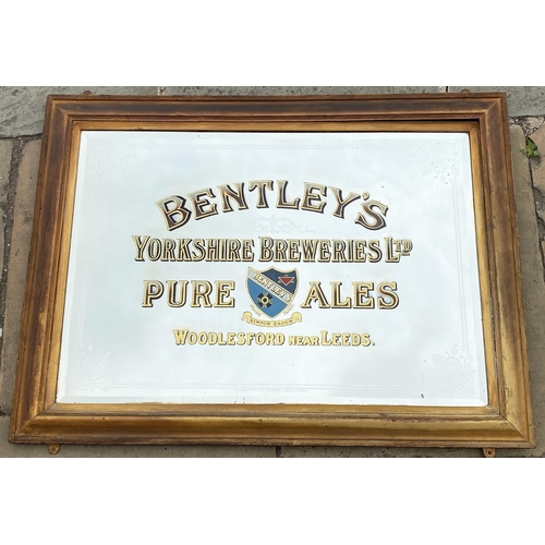 67 - BENTLEYS YORKSHIRE BREWERIES ADVERTISING MIRROR. 46.5 x 35.5ins wooden frame - different to previous... 