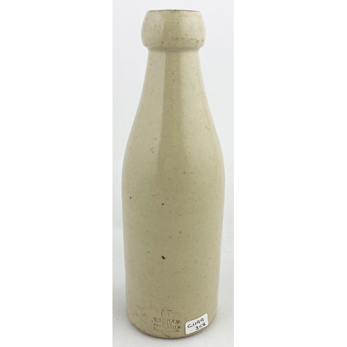 77 - HULL GINGER BEER BOTTLE. 8ins tall, ch, all white, crisp & highly decorative strong black transfer, ... 