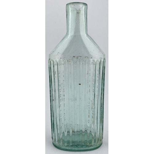 83 - CLECKHEATON POISON. DPp36. 7ins tall. Aqua glass, embossed POISONOUS/ SAMUEL REEVE/ NOT TO BE TAKEN.... 