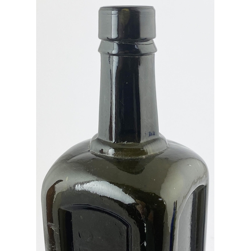 86 - HANDYSIDES CONSUMPTION CURE BOTTLE. 11.75ins tall. Very dark black glass. Three indented panels one ... 