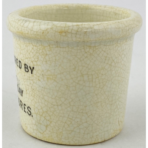 90 - HANDYSIDES OINTMENT POT. 1.7ins tall, thick walled pot with thick top rim. Four lines of writing. Ov... 